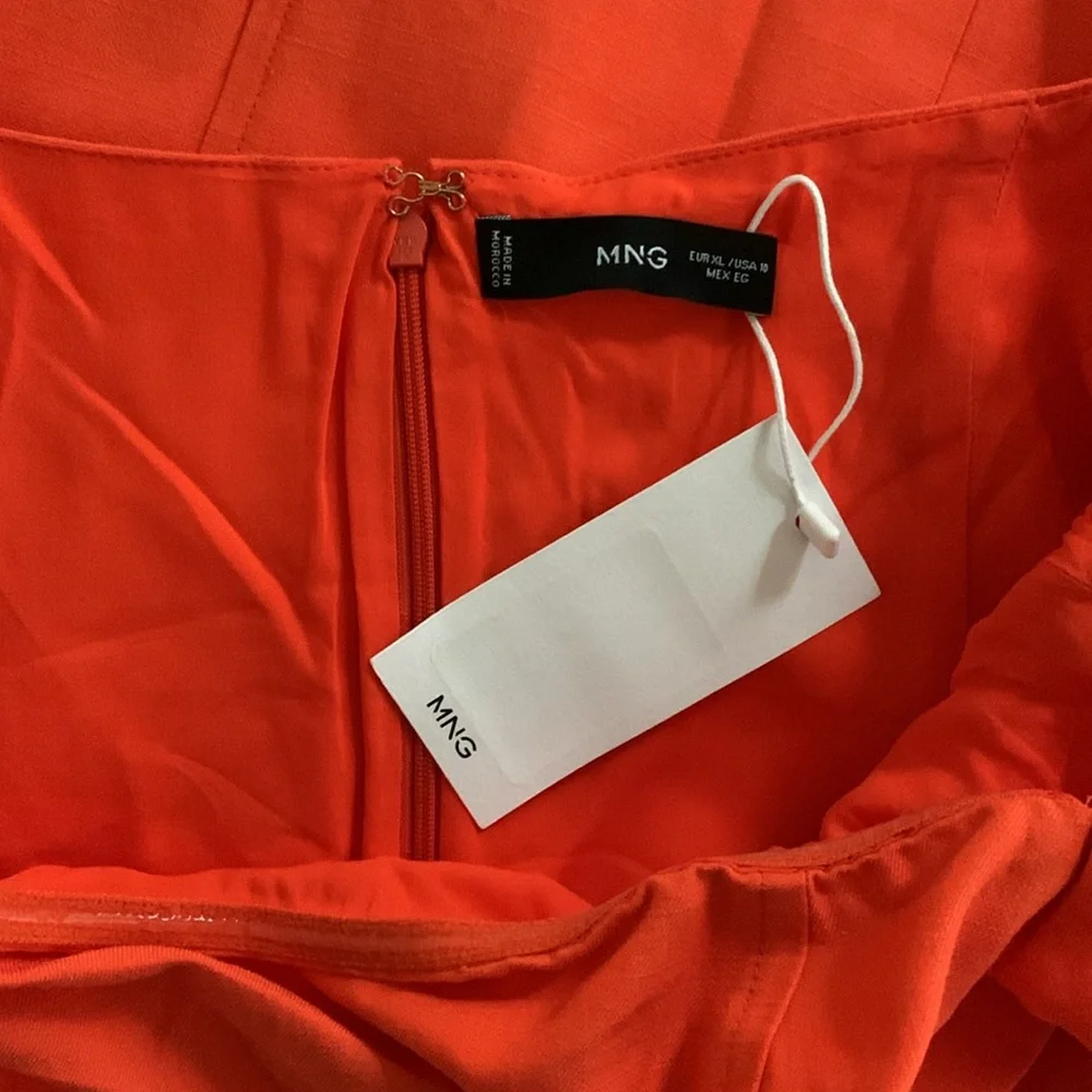 Mango Strapless Puff-Sleeve Mini Dress in Bright Orange - Picture 9 of 10